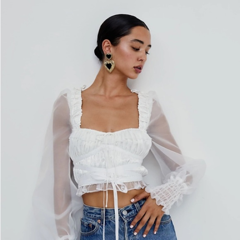 For Love & Lemons Gabrielle White Blouse
